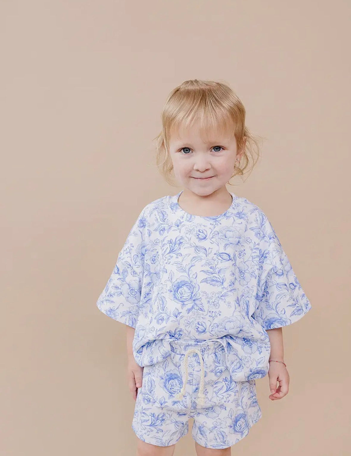 Blue Flowers Shorts Set