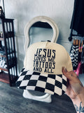 Checker “Jesus Loves me Tattoos & All” Ball Cap