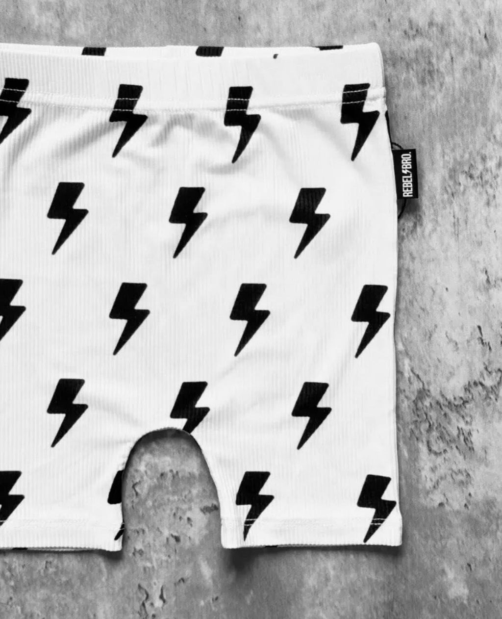 Youth Bamboo Biker Shorts White Bolt