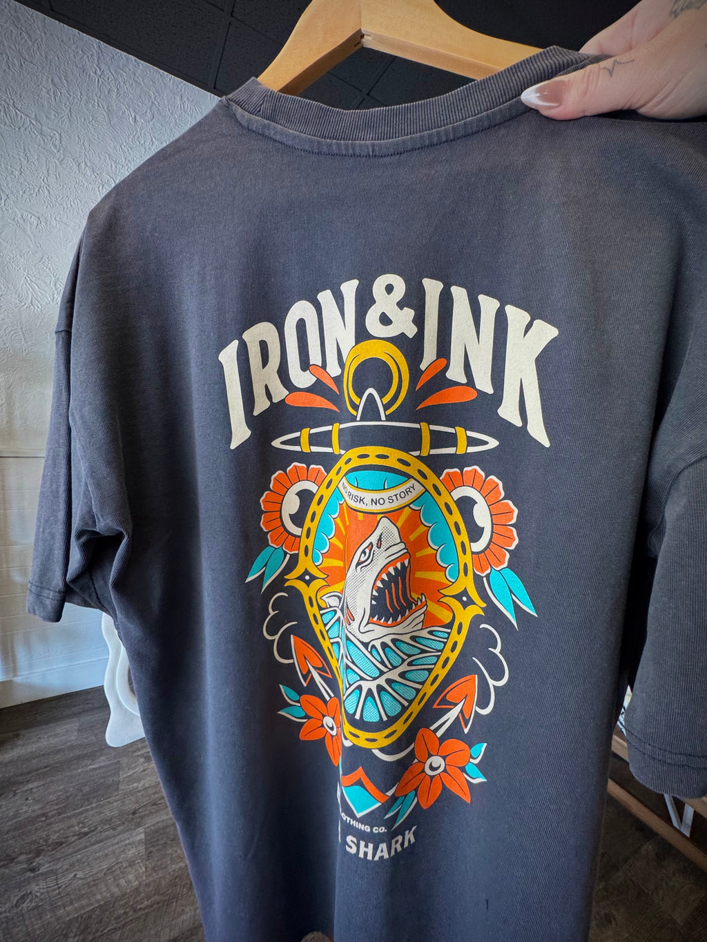 Iron & Ink Traditional Shark Graphic Tee Grey