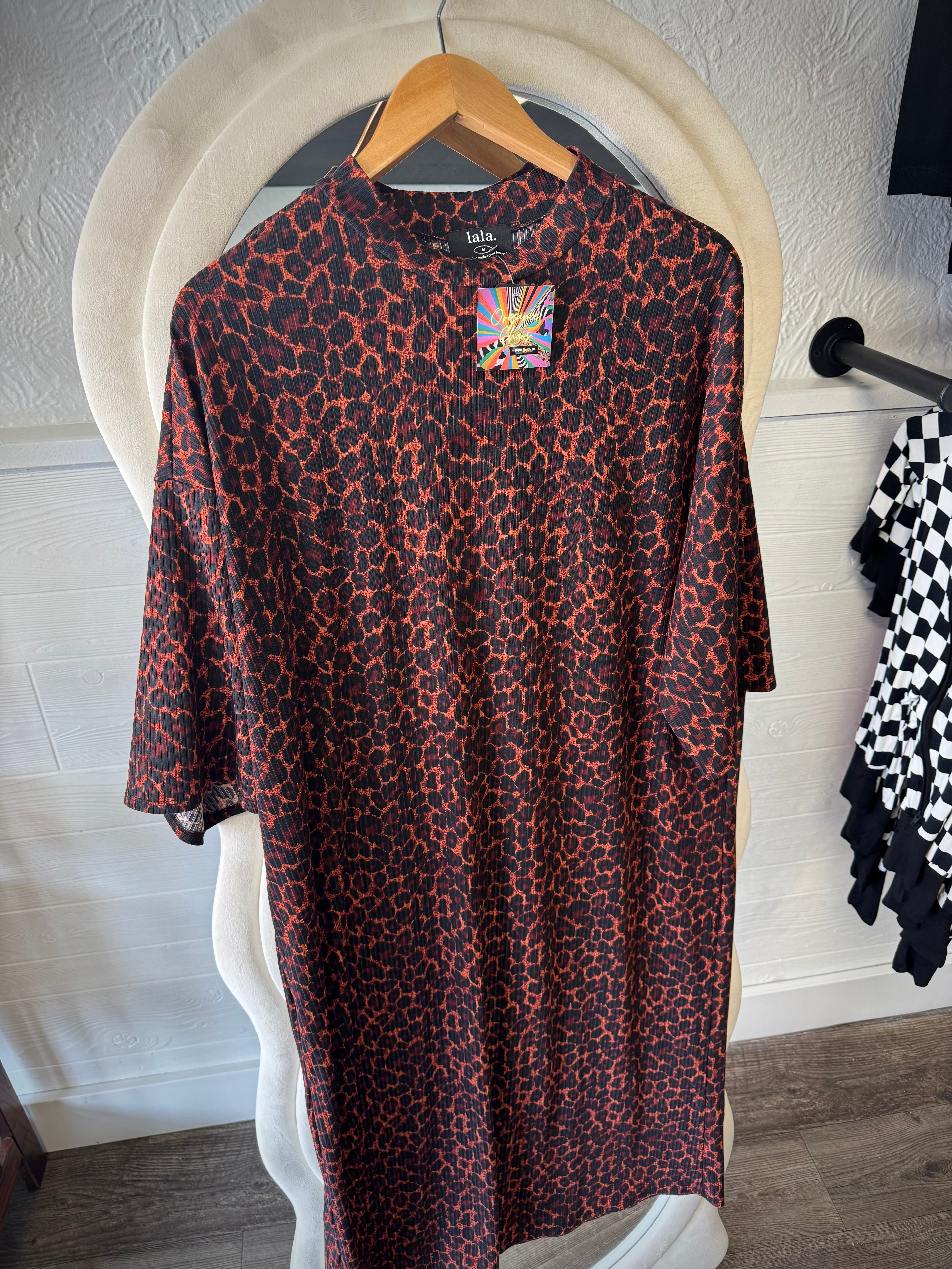 Oversized Cheetah Tshirt Style Dress