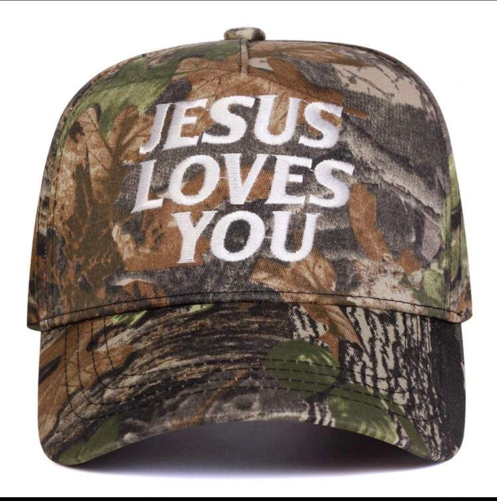 Camo Jesus Loves You Ball Cap