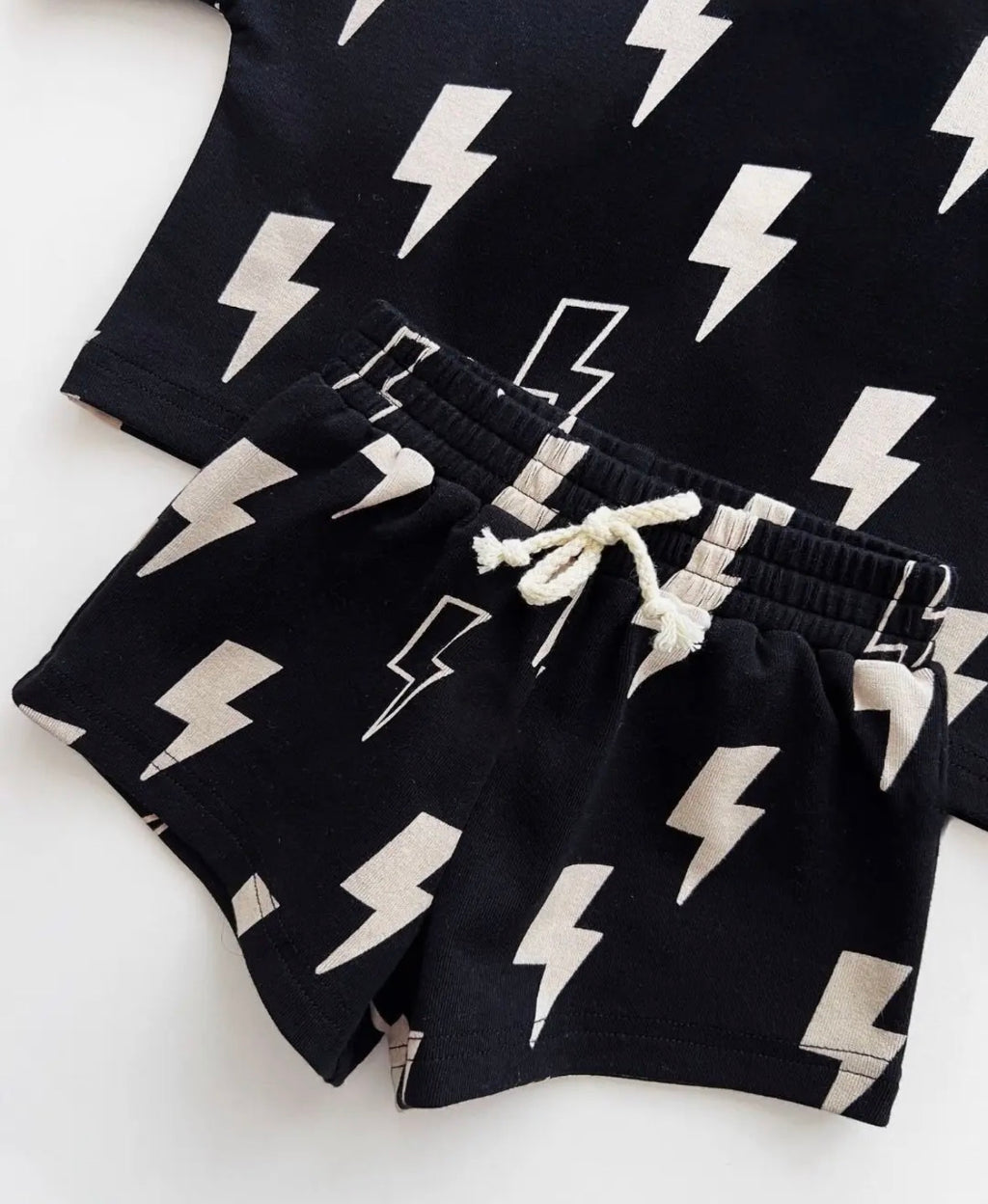 Youth Black Bolt Shorts Set