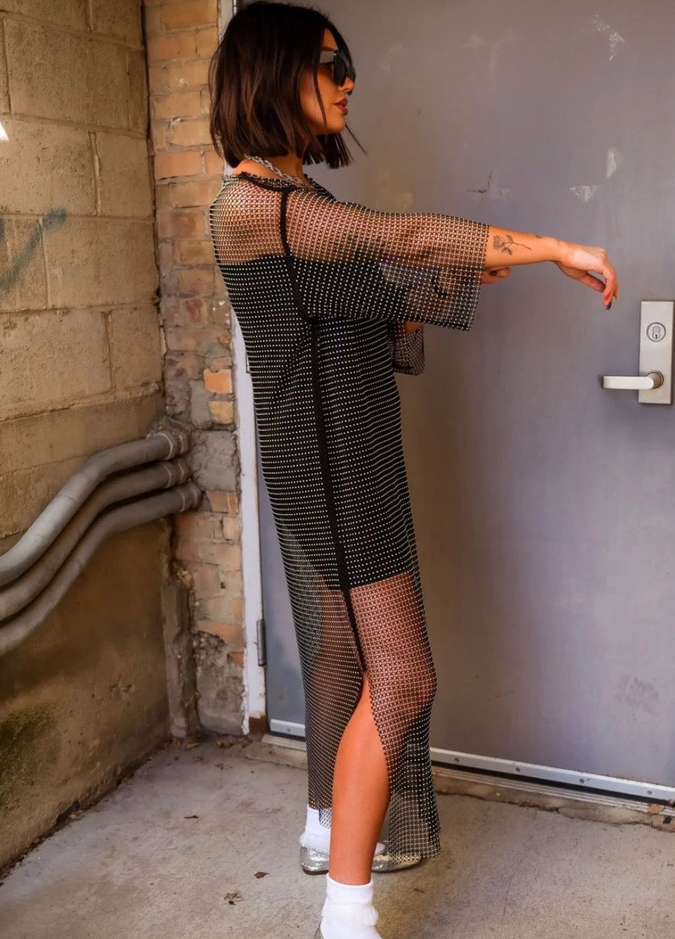 Mirrorball Mesh Dress + Slip