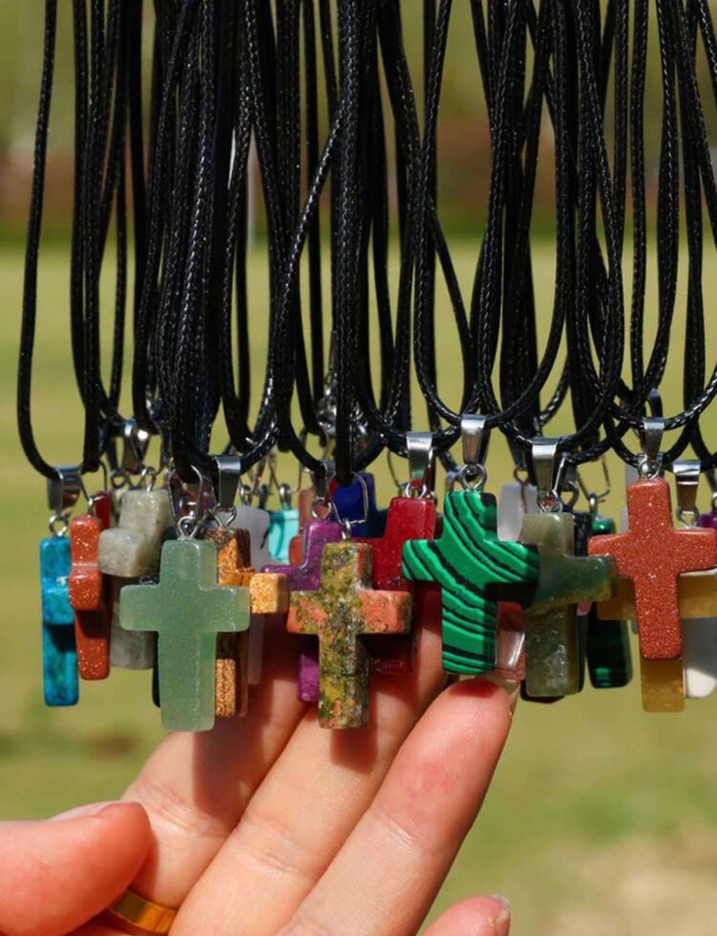 Mystery Stone Cross Necklace