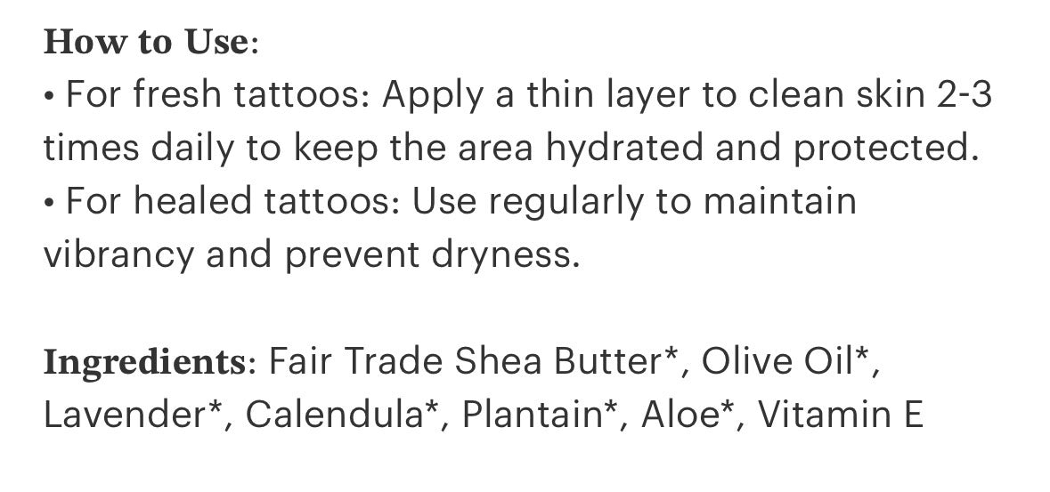 Organic Tattoo Butter-Aftercare 0.5 oz