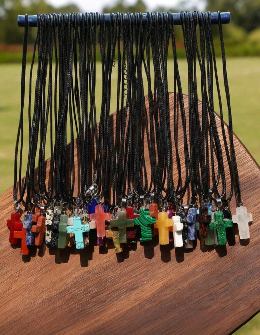 Mystery Stone Cross Necklace